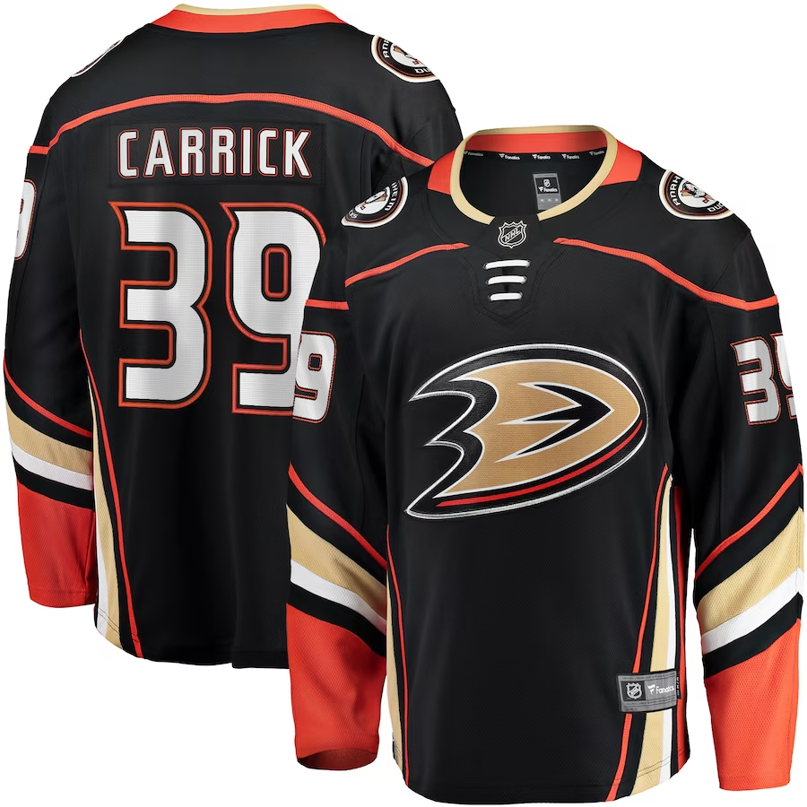 Men's Anaheim Ducks Sam Carrick #39 Black Home Breakaway Jersey